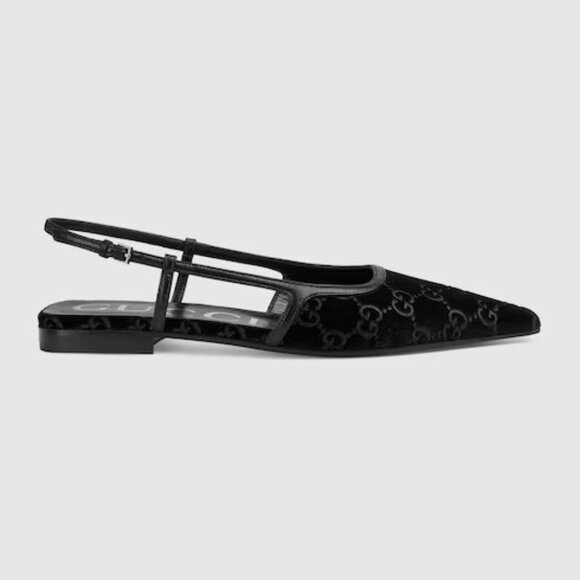 Gucci Shoes - Gucci GG-jacquard Velvet Slingback Flats